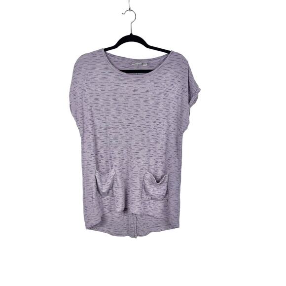 LOGO by Lori Goldstein Tops - LOGO Lori Goldstein Women's Purple Space Dye Ribbed Split Back Pocket T-shirt M